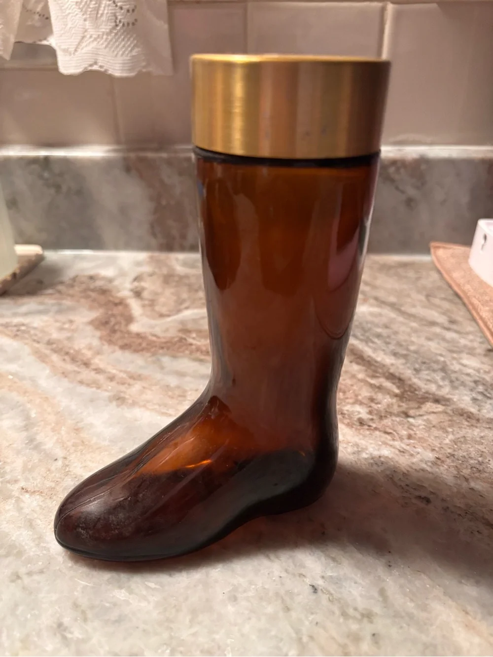 vintage Avon Brown Glass Boot